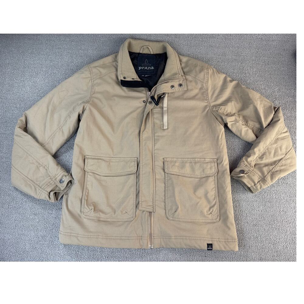 Prana Breathe Mens Zip Up Jacket Coat Outdoor Tan Size Large